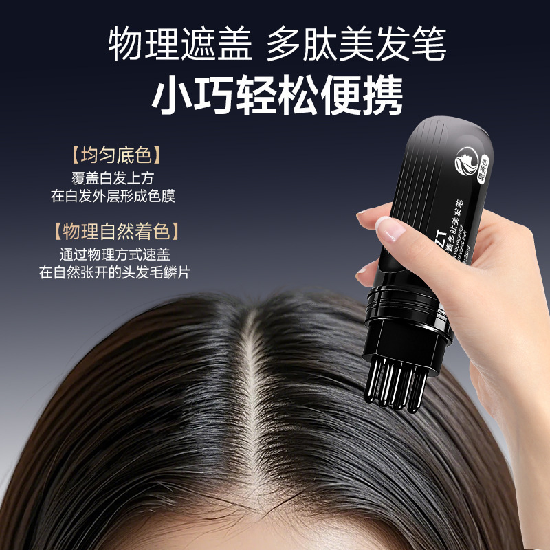 PAZT鱼子酱快速美发笔应急补色遮盖美发笔一次性染发梳染自然