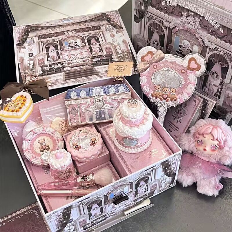 花知晓新品甜心小熊系列丝缎腮红唇冻眼影遮瑕盘礼物可自组礼盒