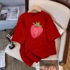 韩系白色草莓印花纯棉短袖t恤女夏季新款百搭透气遮肉显瘦上衣ins