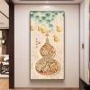 福禄葫芦挂画新中式入户玄关装饰画九鱼聚财图客厅正对门过道壁画