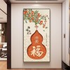 福禄葫芦挂画新中式入户玄关装饰画九鱼聚财图客厅正对门过道壁画
