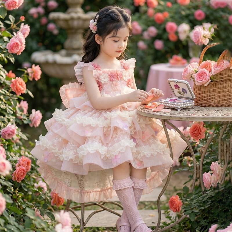 洛丽塔女童公主裙春夏2026年新款儿童洋气绝美生日礼服女孩连衣裙