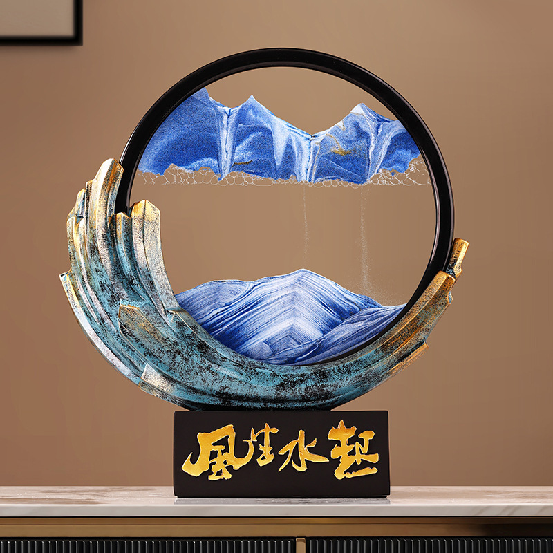 贝汉美风生水起流沙画摆件新中式客厅电视柜乔迁开业年会礼品批发