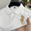 跨境夏季POLO衫男装短袖男式马球衫翻领休闲纯色时尚刺绣仿棉T恤