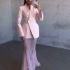 法式名媛风纯色长袖西装微透网纱半裙套装2025跨境欧美风夏季新款