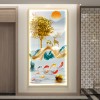 九鱼图入户玄关装饰画灯光画鲤鱼莲花画高级感客厅过道背景墙挂画