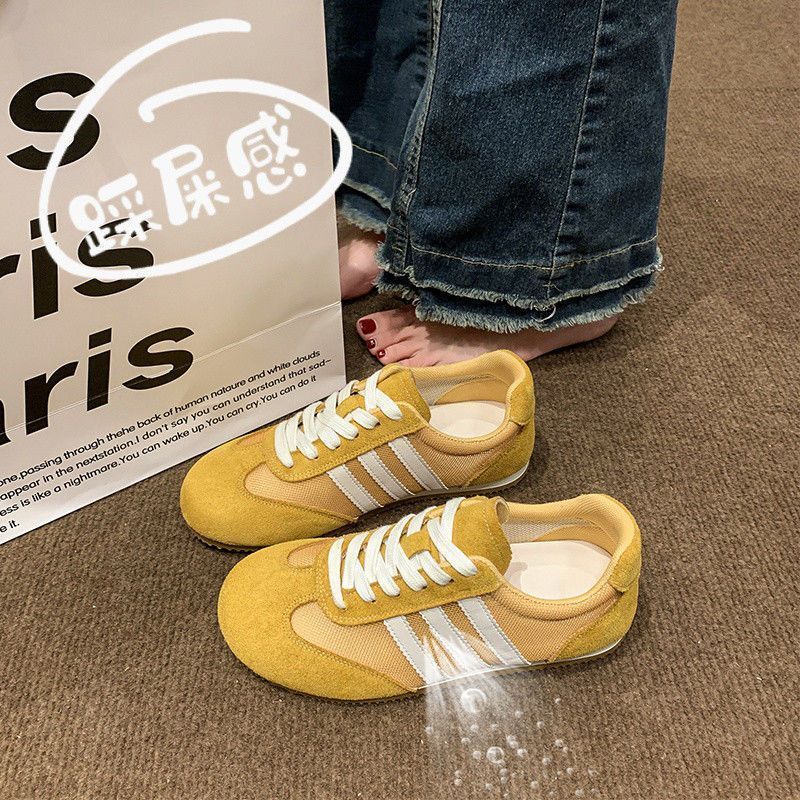 红色网面德训鞋女春夏新款休闲鞋百搭轻便阿甘运动板鞋透气小白鞋
