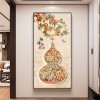 福禄葫芦挂画新中式入户玄关装饰画九鱼聚财图客厅正对门过道壁画