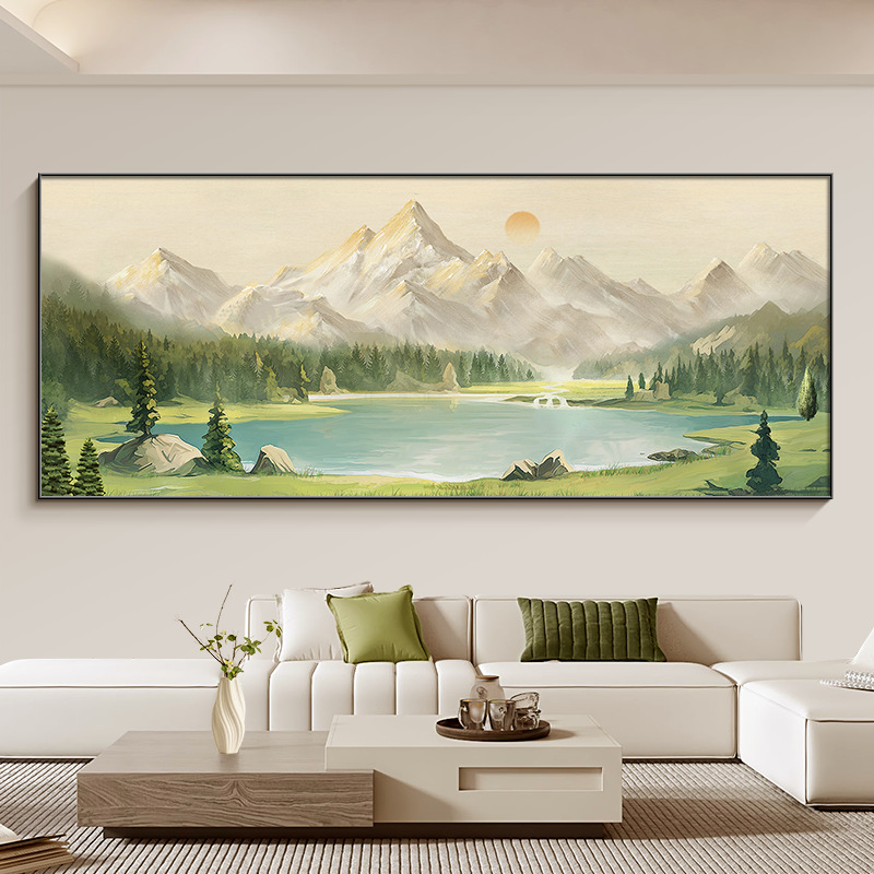 背靠金山客厅装饰画有山无水办公室沙发背景墙挂画轻奢高级感壁画