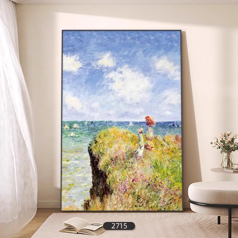 莫奈装饰画睡莲油画玄关挂画日出印象走廊过道壁画世界名画客厅画