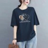 短袖恤女夏季新款时尚潮流百搭短袖宽松显瘦圆领纯棉休闲印花上衣