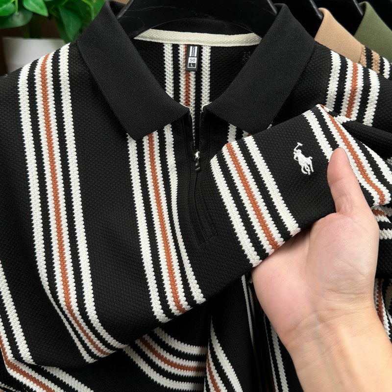跨境夏季POLO衫男装短袖男式马球衫翻领休闲纯色时尚刺绣仿棉T恤