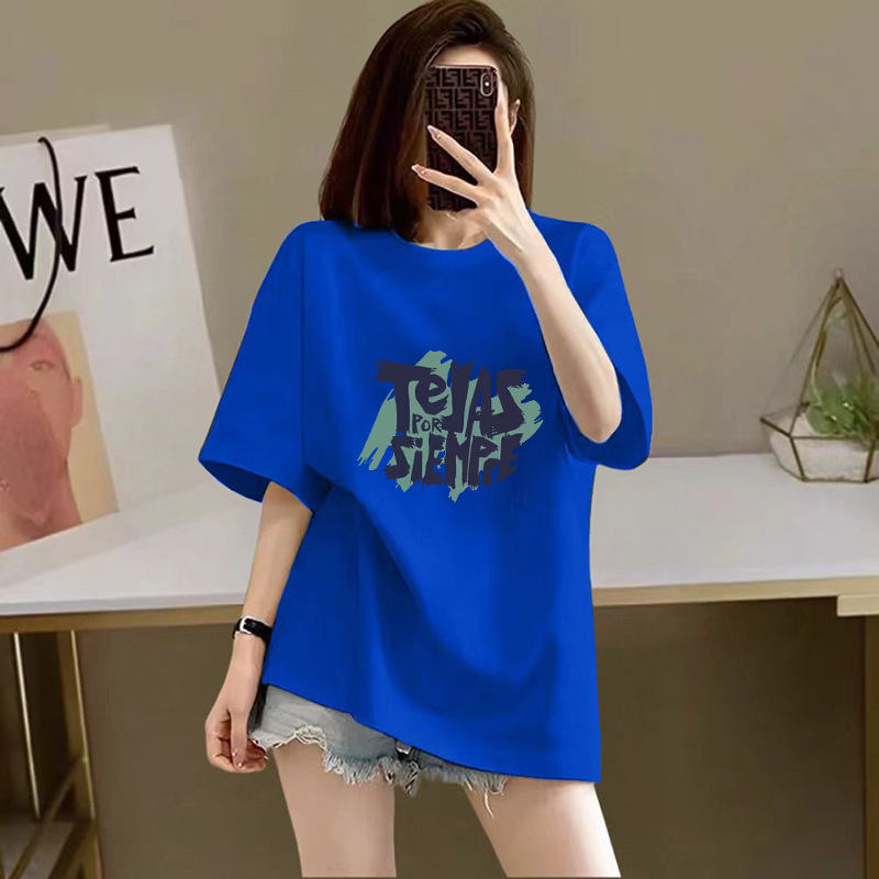 100%纯棉短袖T恤女2026新款夏季宽松印花半袖高级感显瘦爆款上衣