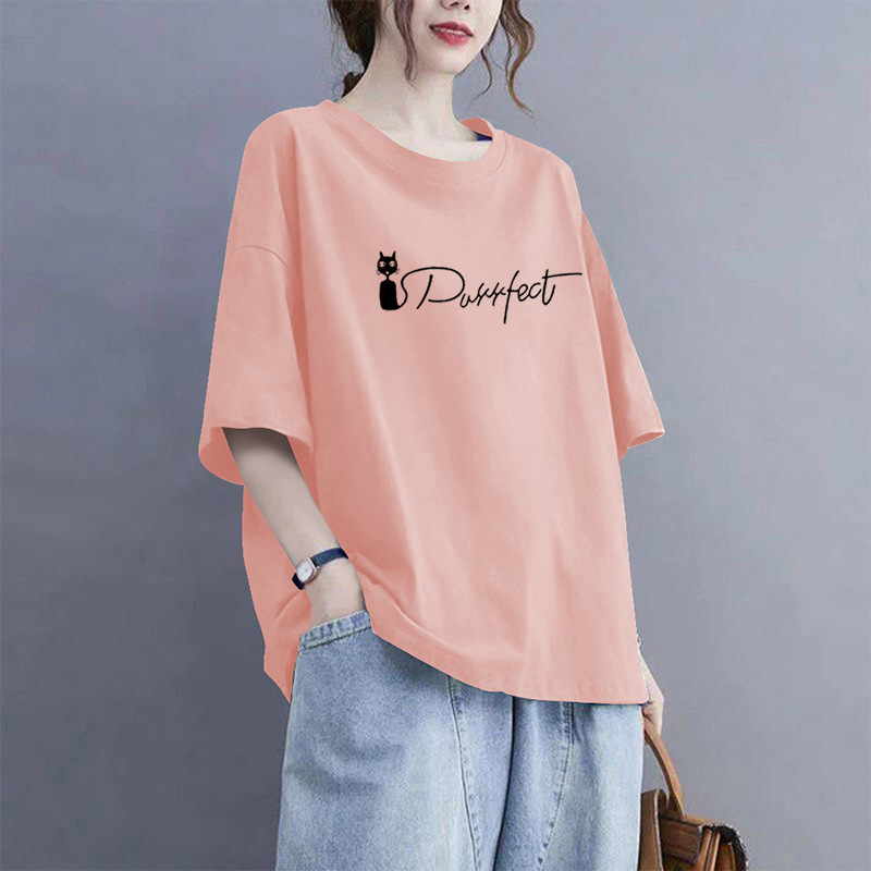特大码200斤纯棉短袖t恤女2026夏季新款百搭休闲时尚减龄半袖上衣
