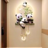 北欧奶油风熊猫玄关装饰画入户走廊过道墙壁灯小清新客厅对门挂画