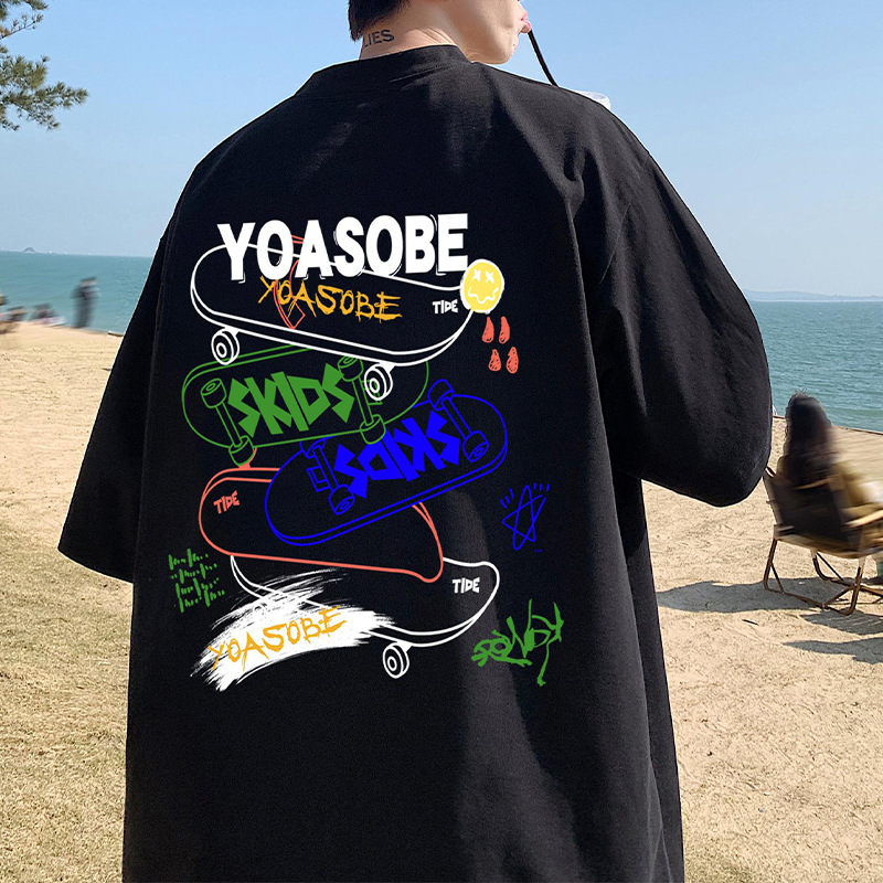 NASA纯棉短袖t恤男夏季潮牌新款大码宽松上衣青少年印花半袖情侣T