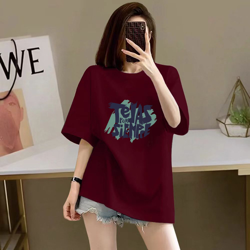 100%纯棉短袖T恤女2026新款夏季宽松印花半袖高级感显瘦爆款上衣