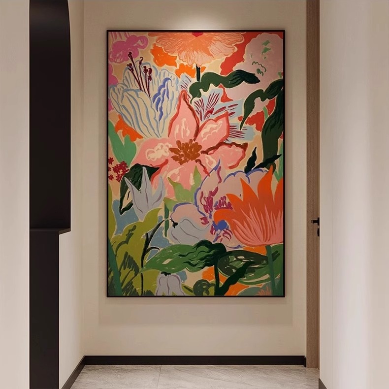 简约复古植物花朵客厅装饰画走廊过道玄关背景墙沙发落地画壁挂画