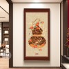 福禄葫芦挂画新中式入户玄关装饰画九鱼聚财图客厅正对门过道壁画