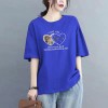 短袖恤女夏季新款时尚潮流百搭短袖宽松显瘦圆领纯棉休闲印花上衣