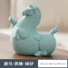 创意陶瓷摇摇马摆件桌面茶桌书房软装饰马上有绿马跨境工艺品送礼