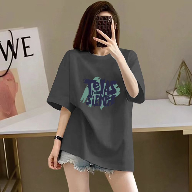 100%纯棉短袖T恤女2026新款夏季宽松印花半袖高级感显瘦爆款上衣