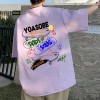 NASA纯棉短袖t恤男夏季潮牌新款大码宽松上衣青少年印花半袖情侣T