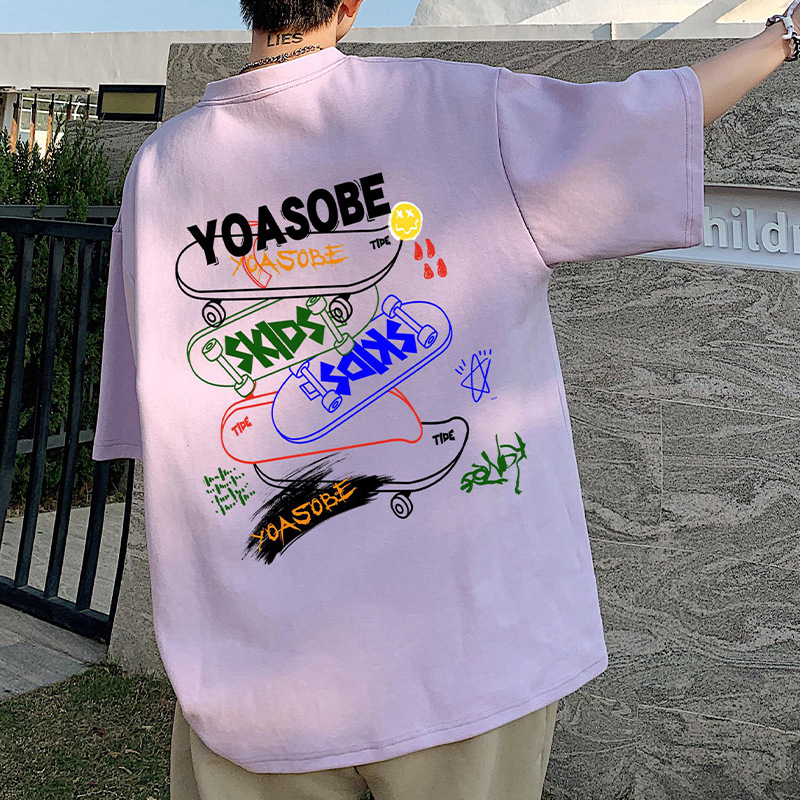 NASA纯棉短袖t恤男夏季潮牌新款大码宽松上衣青少年印花半袖情侣T
