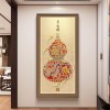 福禄葫芦挂画新中式入户玄关装饰画九鱼聚财图客厅正对门过道壁画