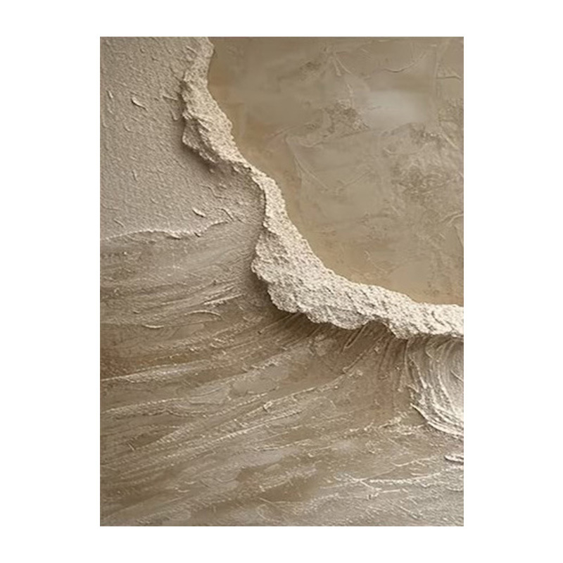 手绘油画侘寂风客厅法式奶油风装饰画复古抽象意境玄关厚肌理挂画