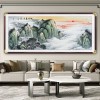 山水国画旭日东升聚宝盆挂画客厅装饰靠山图老板办公室背景墙字画