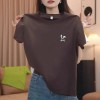 2026新款夏季正肩纯棉短袖t恤女时尚百搭洋气藏青色上衣打底衫