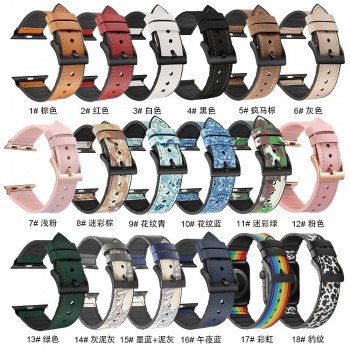 适用苹果手表表带真皮iwatch7表带适用Apple WatchSE表带真皮表带