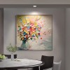 大芬油画村客厅沙发背景墙装饰画抽象花卉餐厅挂画肌理方形壁画