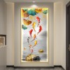 九鱼图入户玄关装饰画灯光画鲤鱼莲花画高级感客厅过道背景墙挂画