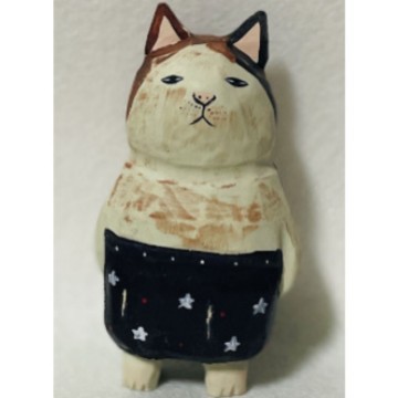 木制工艺品雕刻小猫摆件造型生日礼物diy一件代发木质木雕摆件
