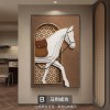 中古风玄关装饰画美拉德法式沙发背景墙挂画马到成功客厅落地壁画