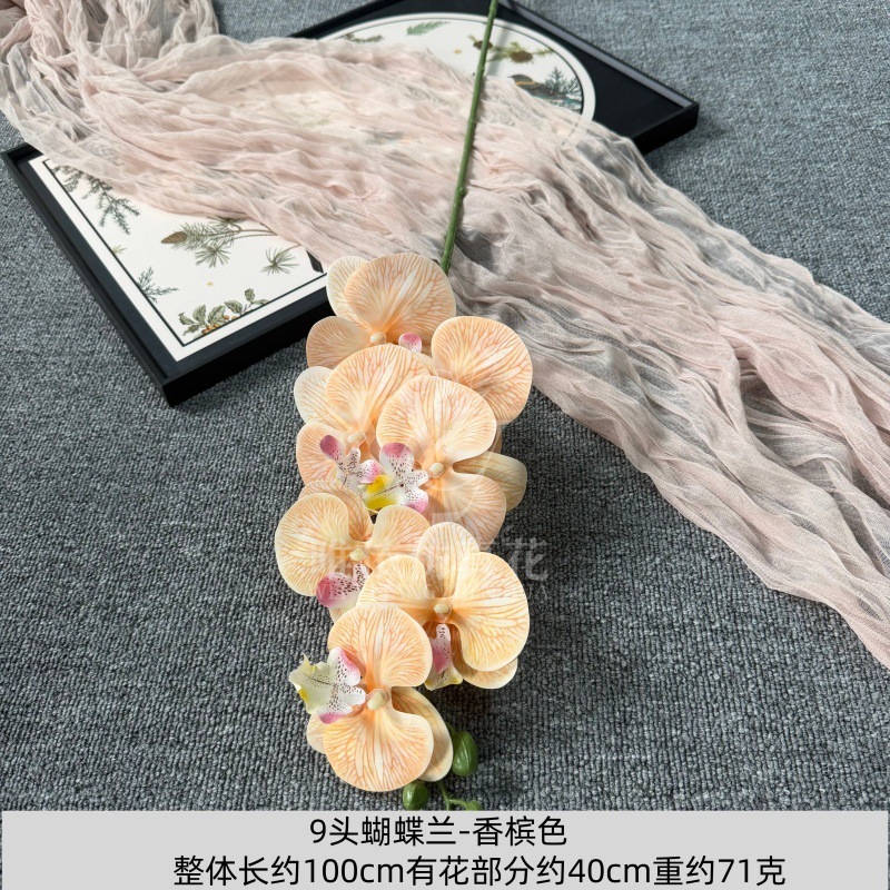 9头胶片蝴蝶兰仿真假花婚庆礼堂花排路引插花装饰布置花艺花材