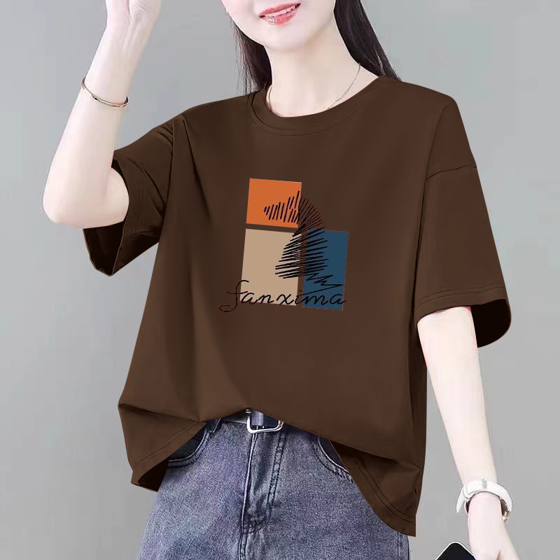 微胖大码显瘦纯棉短袖t恤女夏季新款宽松遮肚子半袖上衣女装体恤
