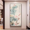 新中式荷花九鱼图玄关挂画入户正对门招财装饰画走廊过道高级壁画
