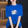 夏季新款时尚百搭小众纯棉短袖t恤女士宽松显瘦中长款印花上衣潮