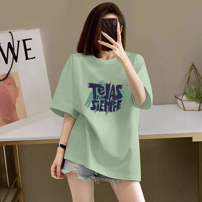 100%纯棉短袖T恤女2026新款夏季宽松印花半袖高级感显瘦爆款上衣