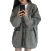 韩版V领慵懒风开衫2026新款日系简约毛衣女春秋冬休闲宽松针织衫
