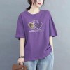 短袖恤女夏季新款时尚潮流百搭短袖宽松显瘦圆领纯棉休闲印花上衣