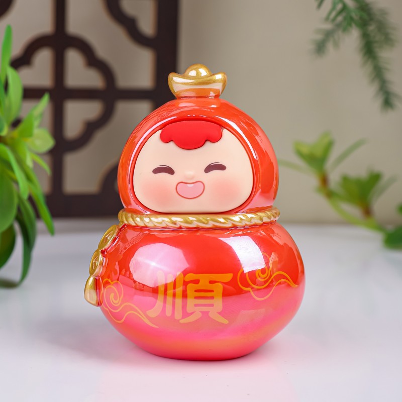 可爱小福喜小葫芦摆件创意办公室桌面装饰礼物电镀公仔寺庙伴手礼