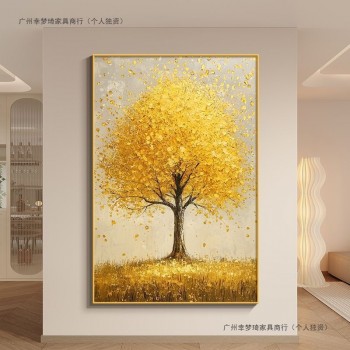 新款发财树落地客厅入户正对门装饰画挂画玄关走廊壁画