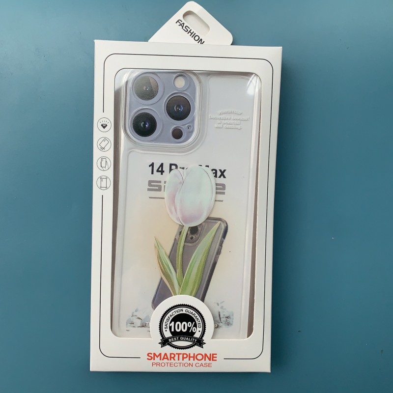 日韩花朵情侣17太空壳适用苹果16promax手机壳15透明彩绘软保护套