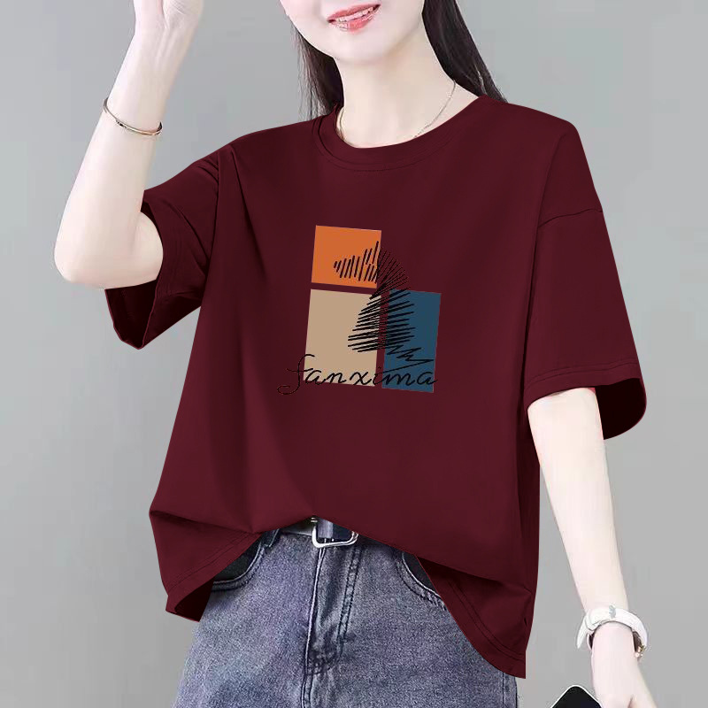 微胖大码显瘦纯棉短袖t恤女夏季新款宽松遮肚子半袖上衣女装体恤