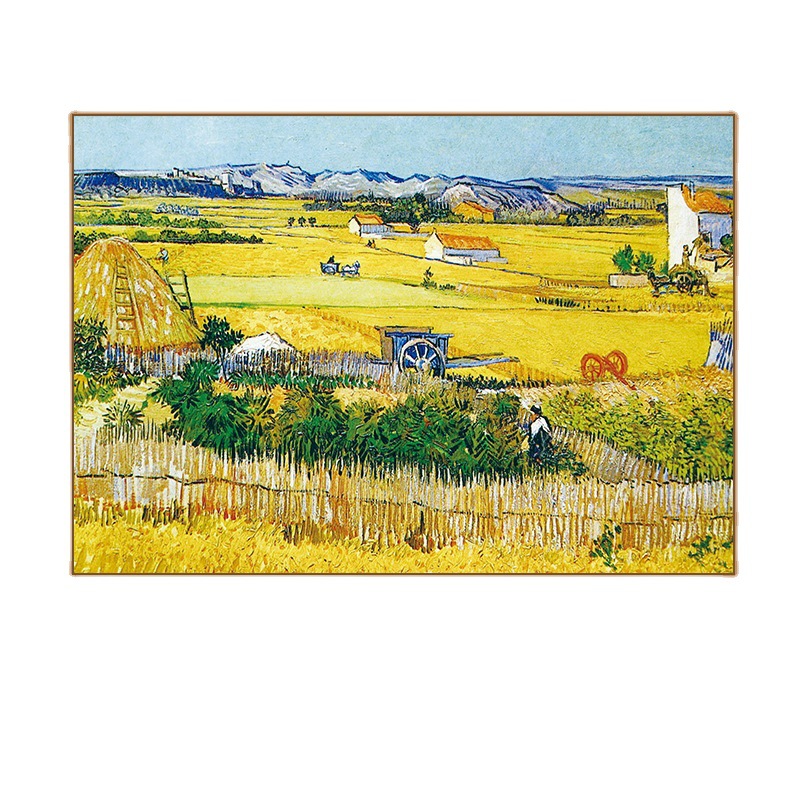 梵高丰收油画世界名画客厅沙发背景墙装饰画大气餐厅壁画三联挂画