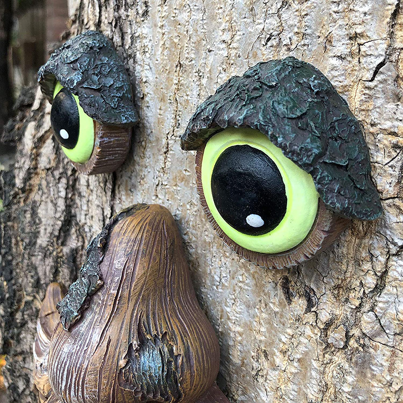 Garden birdfeeder 跨境树脂工艺品 树脸喂鸟器户外趣味树雕装饰